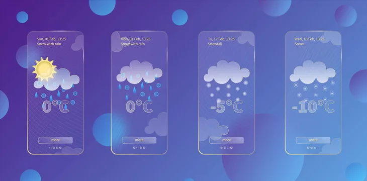 Weather forecast icons on dark blue gradient background