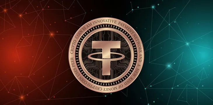 Tether-usdt virtual currency images on digital background