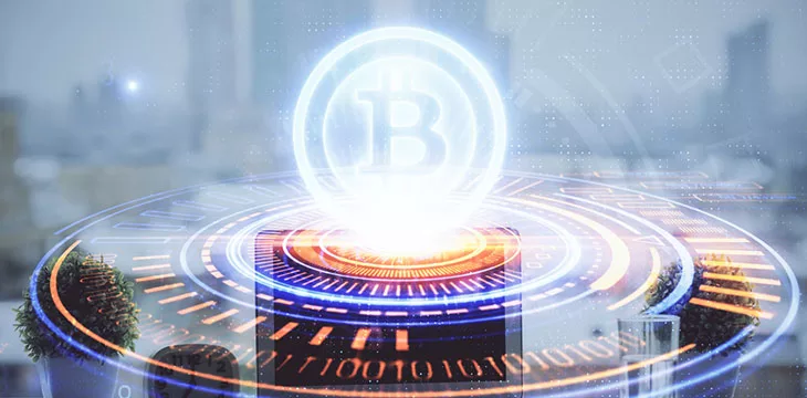 bitcoin and crypto hologram illustration