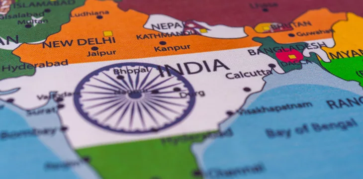 India flag on the map