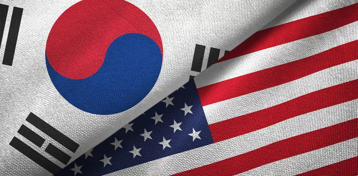 South Korea and US flags