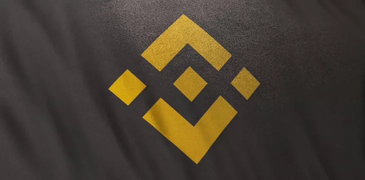 Binance icon logo on gray flag banner background