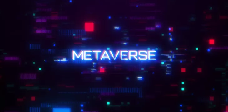 Metaverse word with digital glitch