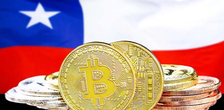 BTC on Chile flag background