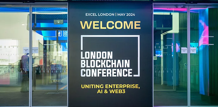 London Blockchain Conference welcome signboard