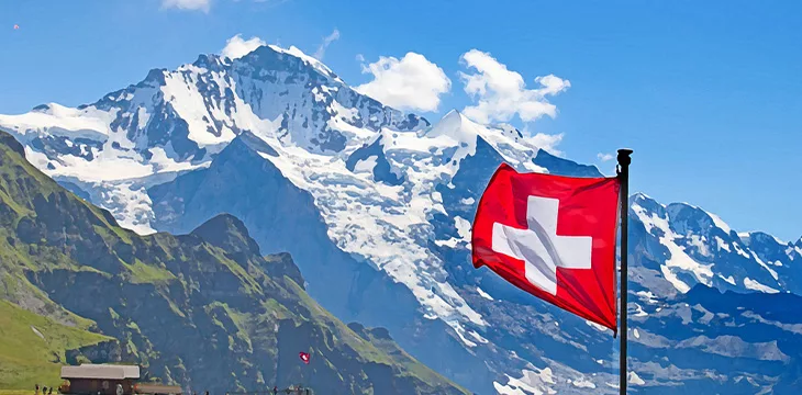 Swiss flag on the top of Mannlichen