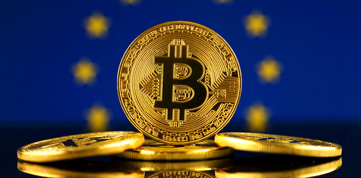 EU flag with gold coin