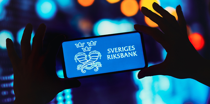 Sveriges Riksbank logo displayed on a smartphone