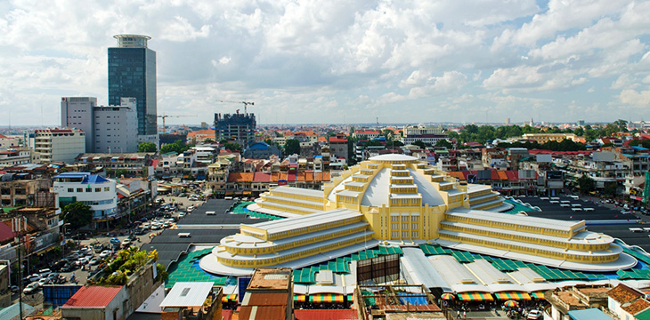 Psar thmei central market in phnom penh cambodia