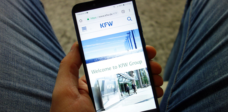 KfW Germany on a mobile phone